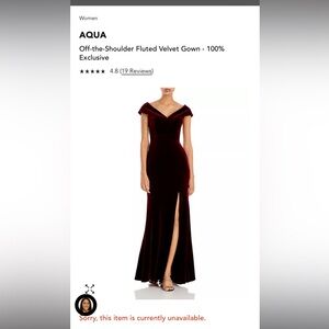 Stunning burgundy velvet evening gown